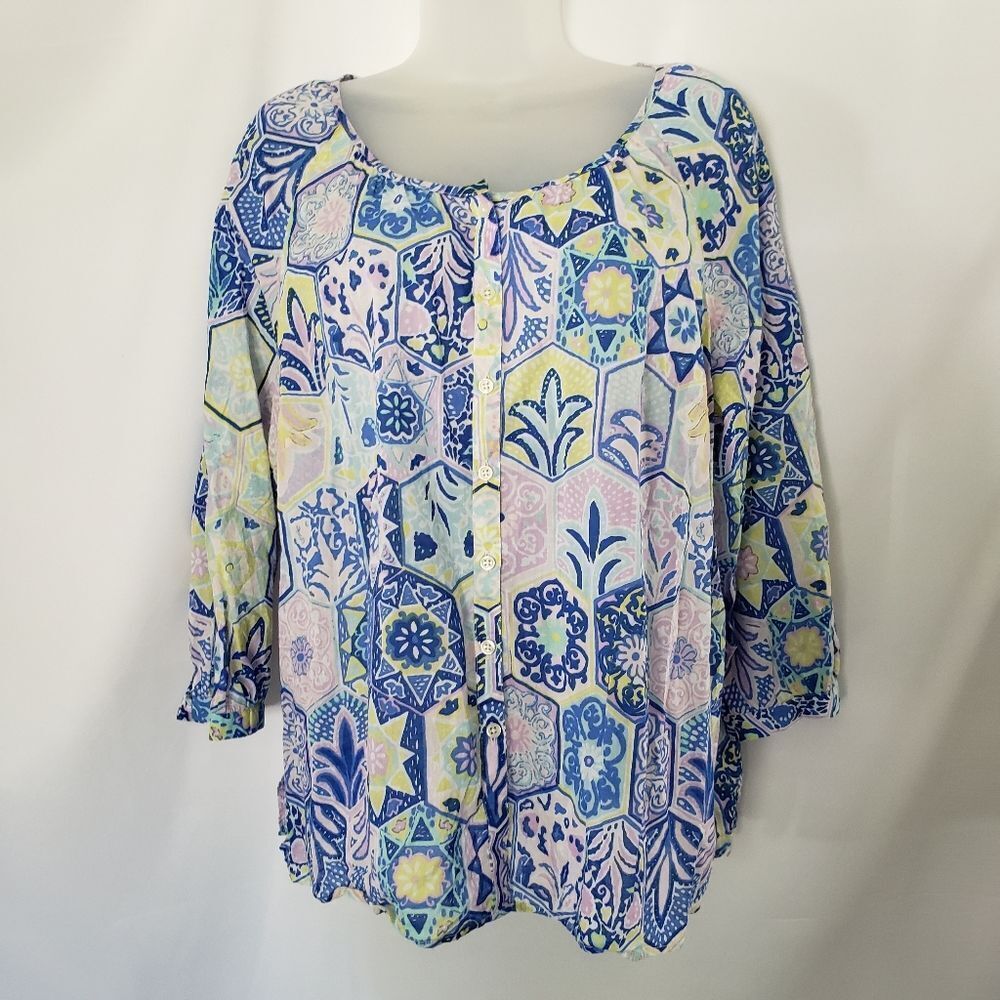 Talbots 100% Cotton Pastel Paisley Blouse